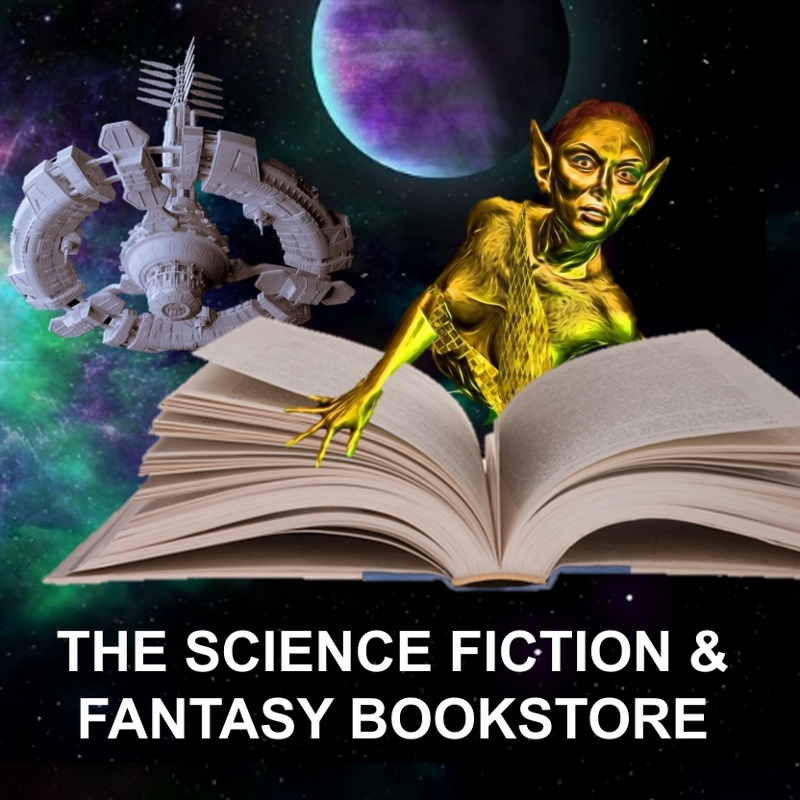 Bookstore Logo Elf Reading with Space Background