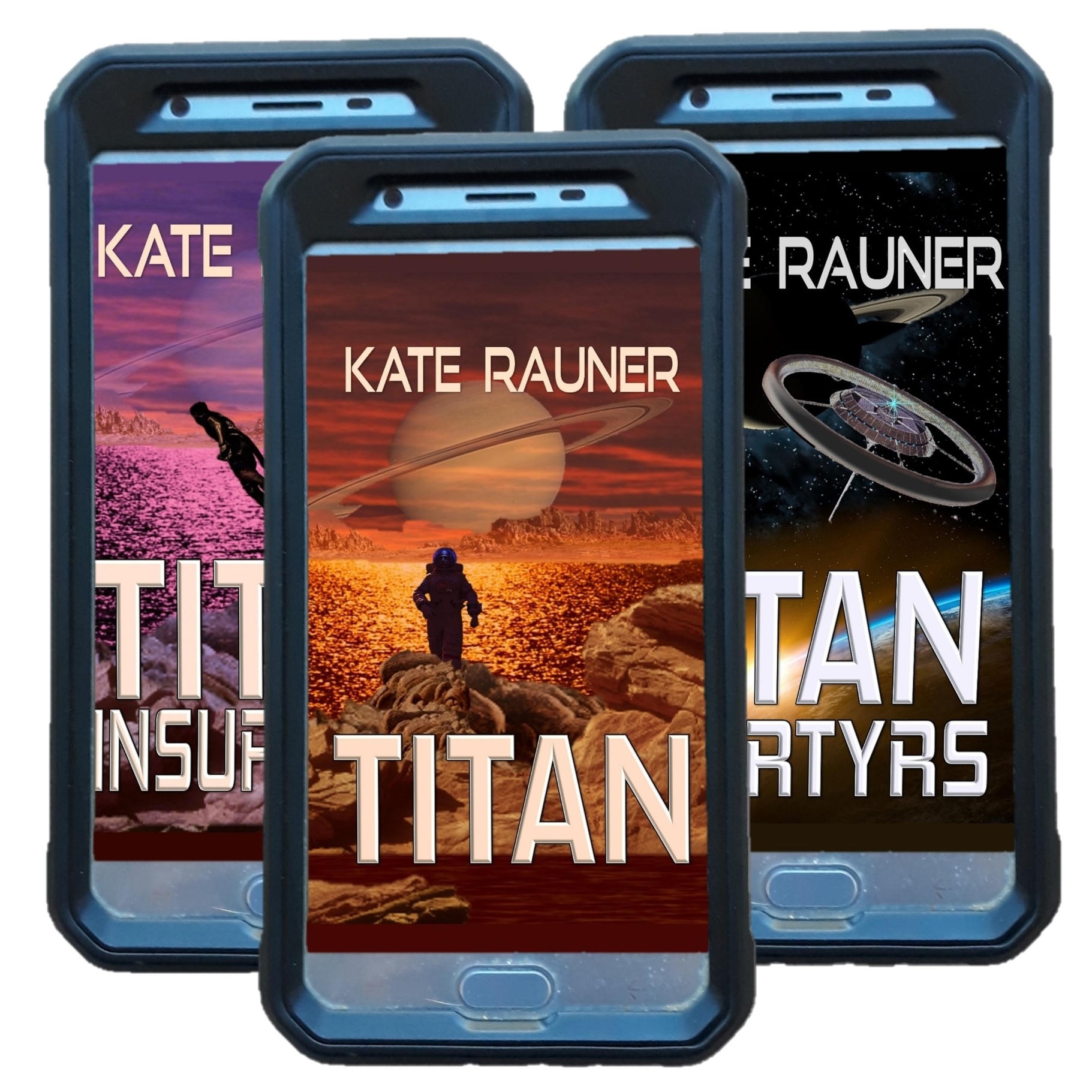 Titan Trilogy Scifi Book Covers on Phones